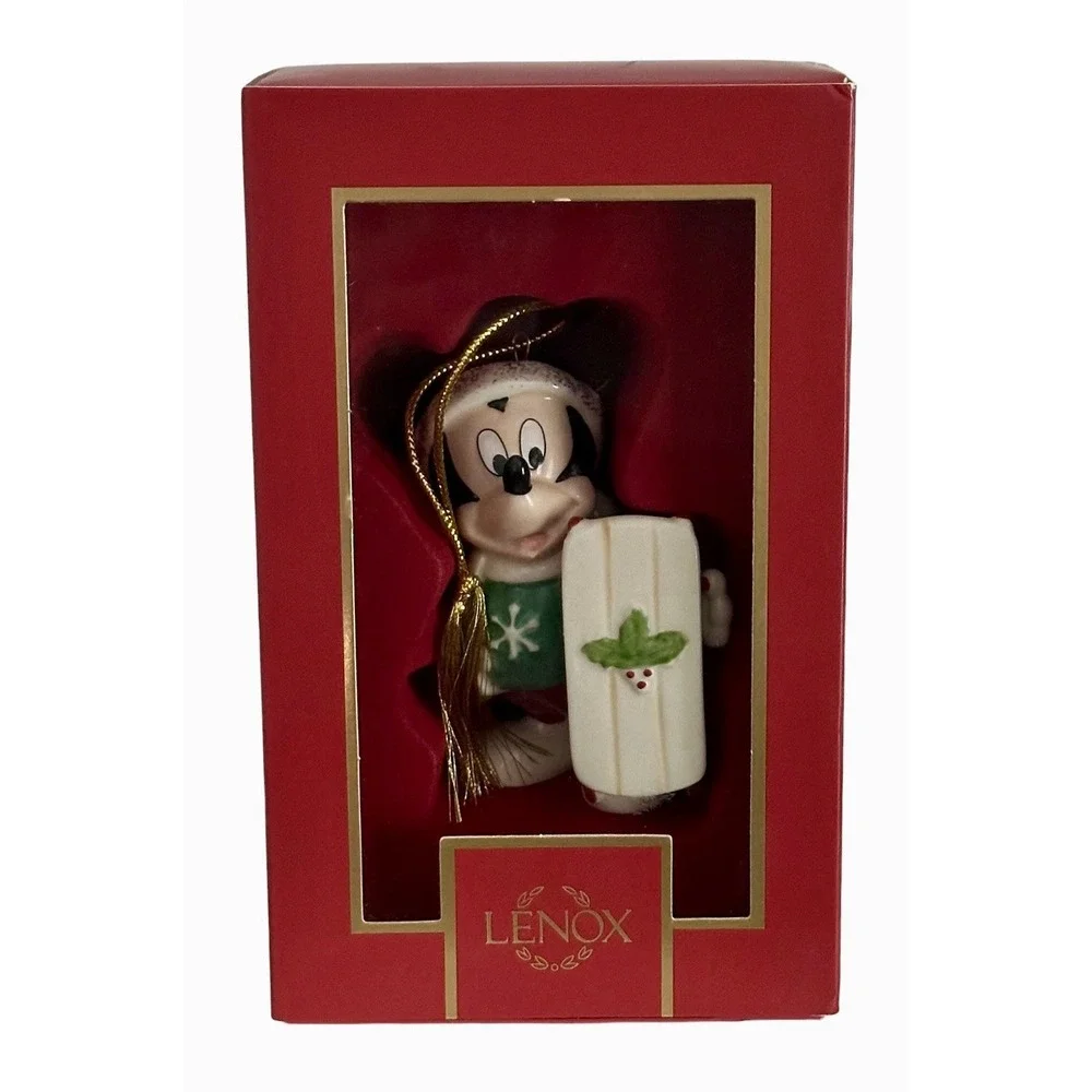 Disney Lenox Mickey‎ Mouse Let it Snow Christmas Ornament Porcelain Figure